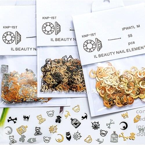 1 Pack Silver gold black metal nail foils 3d nail art decorations decals slice fake nails accessories supplies tool new arrive