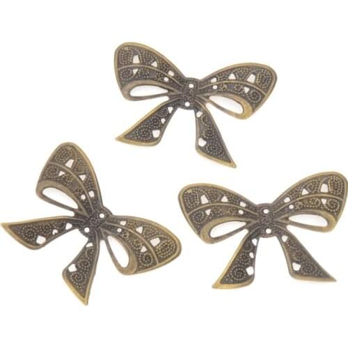 MIAOCHI DIY 25PCs Antique Bronze Filigree Wraps Bow-knot Connectors Metal Crafts Gift Decoration DIY Findings 38*26mm