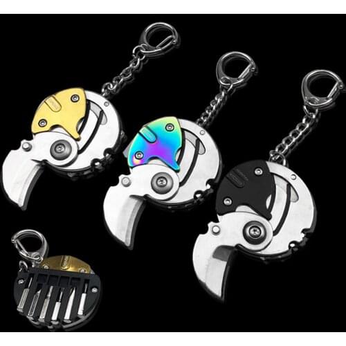 Multifunctional Self-defense Keychain Outdoor Coin Shape Gear Claw Self Defend EDC Tool Metal Mini Parcel Keychain Peeler Knife