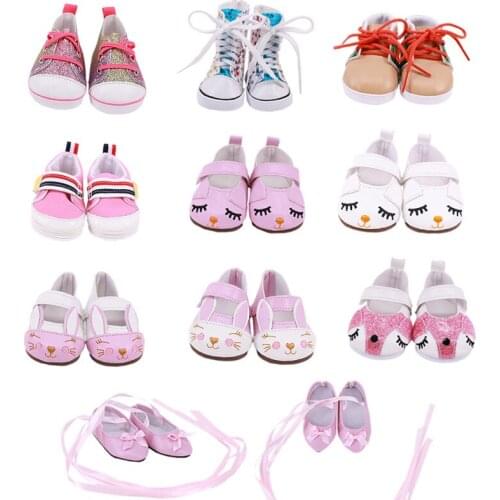 Fashion New Pattern Sequin Cute Shoes Series Fit 18 Inch American&43cm Baby New Born Doll Clothes Accessories,Girls Toys