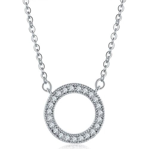 ZSLBS Fashion Necklace For Women Clavicle Chain Choker Crystal Round Pendant Necklaces Jewelry Gifts Charm Cadenas Collier Femme