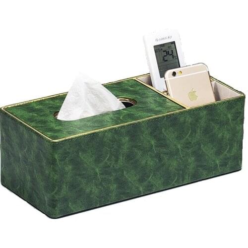 Fashion Creative Imitation Leather Desktop Multi - Functional Storage Tissue Boxes