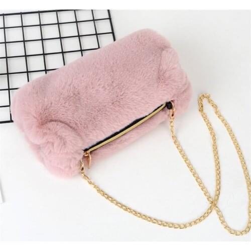 New Fashion Luxury Imitation Fur Evening Dress Bag Womens Fashion Multicolor Fur Hanbok Ladies Party Chain Bag