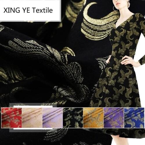New Yarn-dyed Polyester Jacquard Fabric Metal Wire Garment Womens Dress Suit Cheongsam Stage Suit Cloth by Meter Sewing