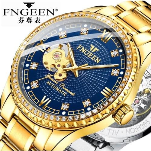 2021 Hot Watch Mens Mechanical Watch Fully Automatic Waterproof Diamond-encrusted Mens Fashion Watch Gold Watch Hollow Mens