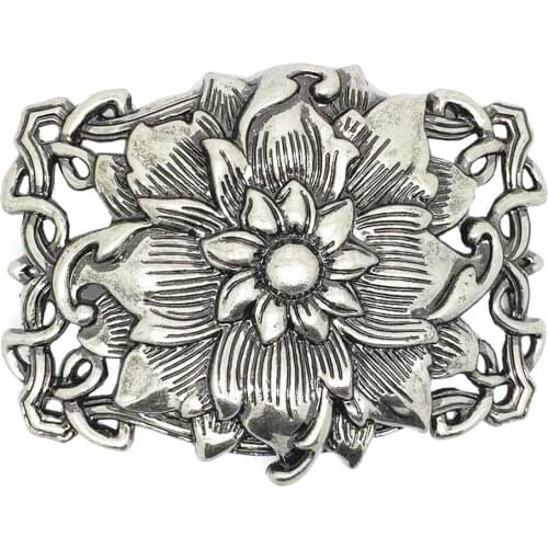 Novelty Metal 3D Lotus Flower Belt Buckle Buddha Rodeo Classic Western Cowboy
