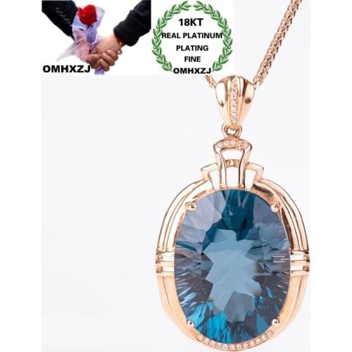 OMHXZJ Wholesale CA484 European Fashion Fine Woman Party Birthday Wedding Gift Oval Zircon 18KT Rose White Gold Pendant Charm