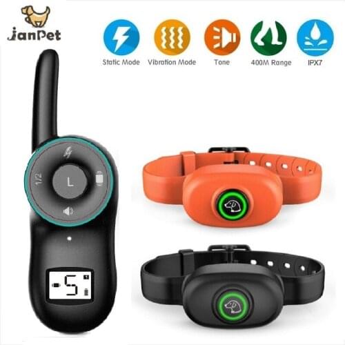 JanPet Remote Control Dog Training Collar Waterproof Pet Electric Collar Vibration/Static Shock/Tone Training Collars For Dogs