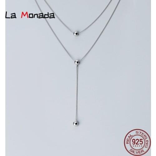 37cm+8cm Korean Female Necklace Silver Minimalist Women Jewelry Ball Pendant Layer Silver Chain Necklace For Women On The Neck
