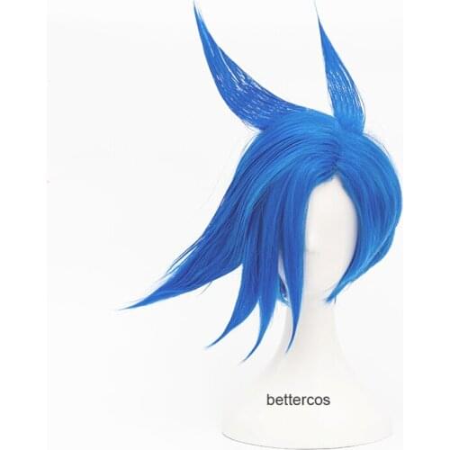 Movie PROMARE Burning Rescue Galo Thymos Cosplay Wig Short Blue Heat Resistant Hair Wig ( Need Styled With Yourself) + Wig Cap