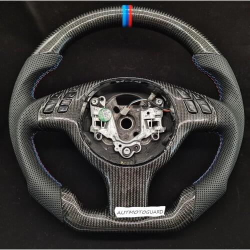 Carbon Fiber Perforated Leather Steering Wheel Assembly For BMW Old 3 Series M E46 1998-2005 Replacement Without Airbag