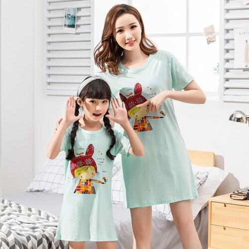 Girls Dresses Summer New Cotton Children Clothing Baby Pajamas Princess Nightdress Girl Sleepwear Mother Kids Unicorn Nightgown