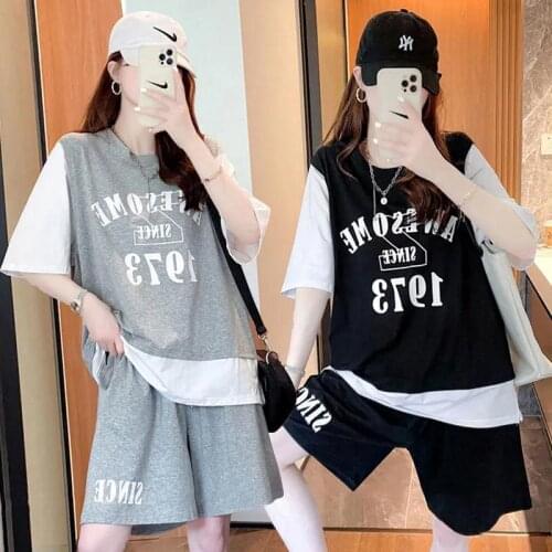 2021 casual sportswear suit womens summer vacation two new fashion short-sleeved loose shorts try two-piece pants