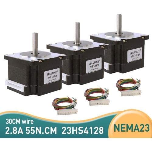 Free shipping 3PCS nema23 stepper motor 23HS4128 41mm 2.8A 55N.CM 41mm 4-wire stepper motor 12V For 3D Printer Monitor Equipment