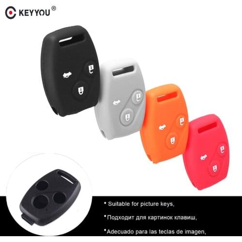 KEYYOU Remote Silicone Key Case For For Honda Accord CR-V CRV Civic Pilot Fit Freed StepWGN 3 Button Protector Holder Key Cover