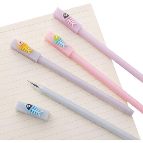 4pcs/lot Cute Pens Cartoon Fish Bone Modeling Student With Simple 0.5mm Gel Pen School Office Supply Party Favor Kawaii Gift