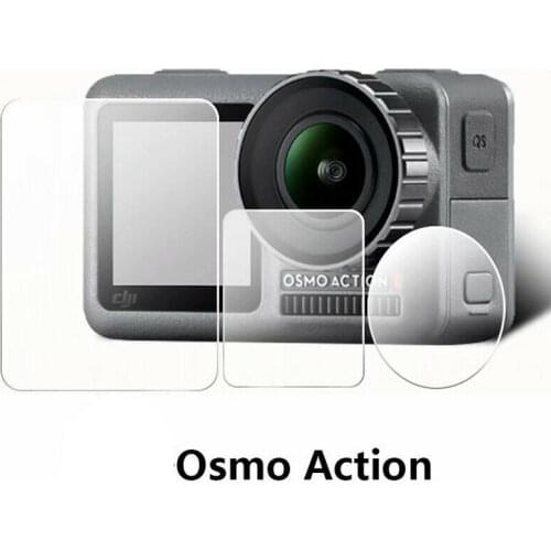 Top 3PCS/SET Tempered Glass Film Dual Screen + Lens Protector Camera Accessories For DJI OSMO Action Camera