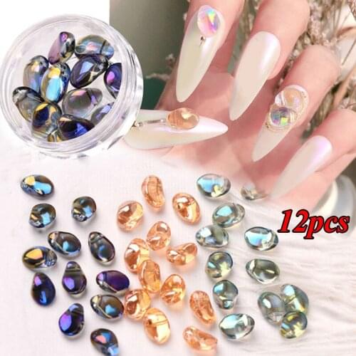 12pcs/box Crystal AB Nail Art Decorations Aurora Irregular Pixie Stones Jewelry 3D Shiny Rhinestones Japanese Nails Accessories
