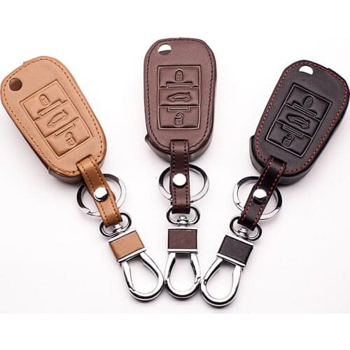 Top layer leather Genuine Leather car key case for Peugeot 3008 208 308 508 408 2008 407 307 4008 car keys accessories key cover