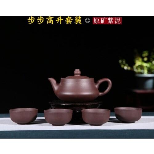 Yixing recommended suit manufacturer wholesale and a complete set of kung fu tea set manual stripes teapot gift boxes