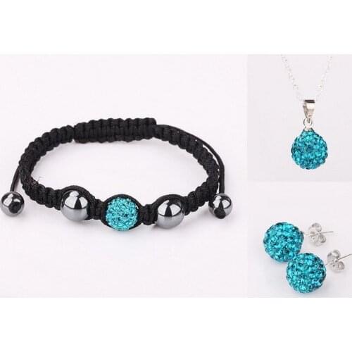 Large Discount Jewelry!Free Shipping!10mm 5Pcs/Lot Micro Pave Disco Ball crystal Set.Necklace+Bracelets+Earring Wholesale