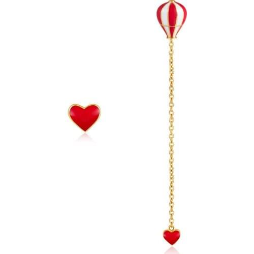 New Hot Fashion 925 Sterling Silver Heart-shaped balloon Earrings for Women Girls Gift Fashion Statement Jewelry