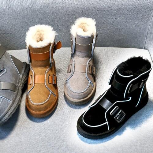 2021 Winter Snow Boots Women Plus Velvet Warm Cotton Shoes Non-slip Locomotive Shoes Bread Shoes Frosted Leather Boots