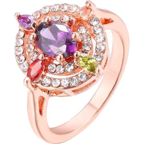Bettyue Brand Fashion Luxury Rose Gold Cubic Multicolor Zircon Jewelry Rings For Woman Gothic Style Wedding Charm Gifts
