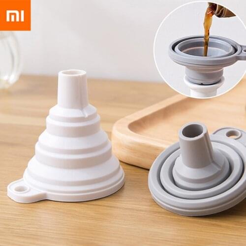 Xiaomi 1/2PCS Quality Silicone Folding Telescopic Long Neck Funnel Household Liquid Dispensing Portable Funnel Kitchen Tools