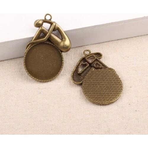 10pcs Antique Bronze blank cameo cabochon settings 25mm round inner size pendant necklace base mountings diy jewelry accessories