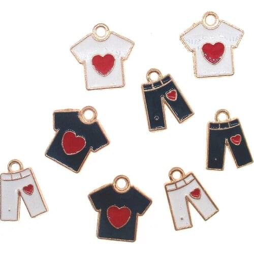 10pcs Clothes Pants Enamel Trousers Charms Clothes Handbags Alloy Pendants DIY Earring Bracelet Jewelry Accessory XL645