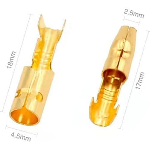 100 pieces 4.0mmof bullet female terminal and male terminal connector gold brass wire connector and automotive insulation sleeve