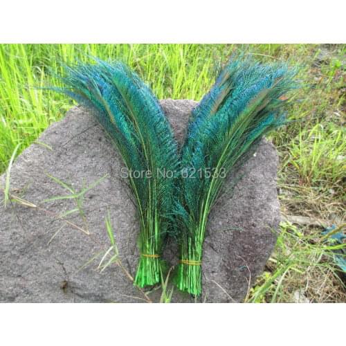 100Pcs/Lot!14-16inches 35-40cm long natural Peacock Sword feathers dyed Green colour for Wedding diy Decoration