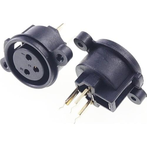 200 pcs XLR Socket 3 pin Socket Receptacle Vertical Solder PCB through Holes Panel Mount Gold Plating 3 Position circular Female