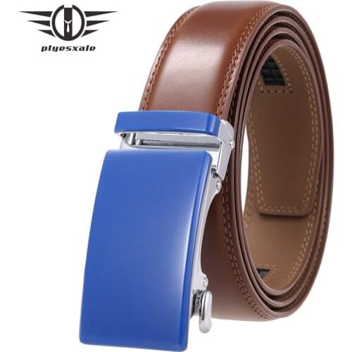 2021 New Brand Fashion Automatic Buckle Genuine Leather Belt Mens Belts Luxury Black Dark Brown Belts For Men 3.5cm Width B489