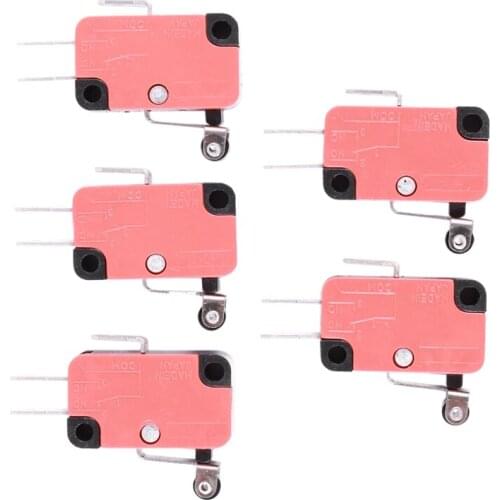 5Pcs SPDT NO NC V-155-1C25 Short Hinge Roller Lever Control Limit Micro Switch