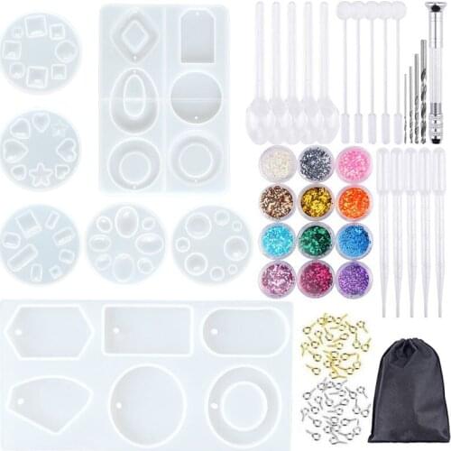 89Pcs/set Acrylic Earring Epoxy Resin Molds Kit Resin Geometric Earrings Pendant Resin Silicone Molds Jewelry Making Tools