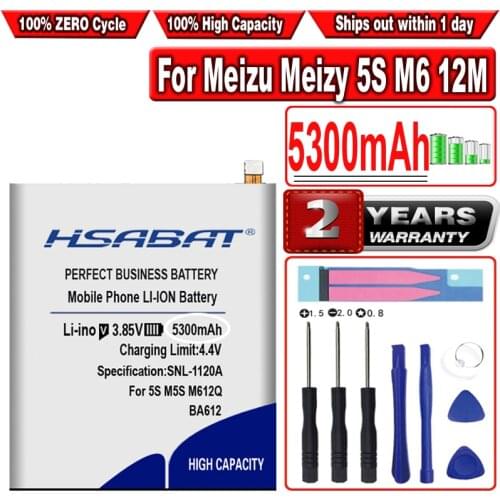 HSABAT BA612 5300mAh Battery for Meizu Meizy 5S M6 12M M5M612Q M5S