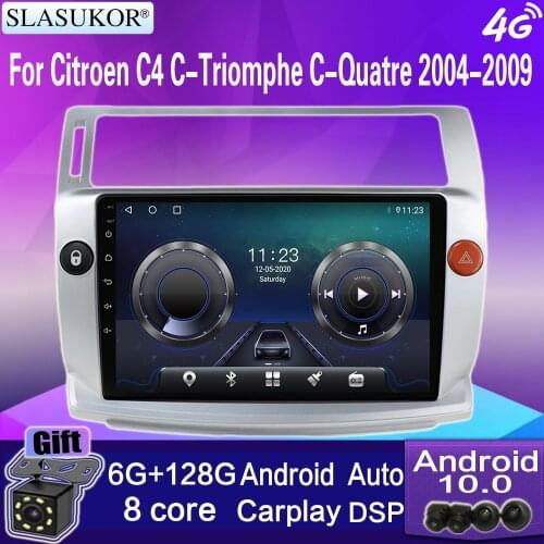 9“ For Citroen C4 C-Triomphe C-Quatre 2004 2005 2006 2007 2008 2009 Android 10 2 Din Car Radio 4G Multimedia Video Player