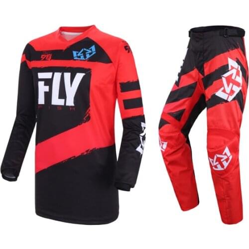 Free shipping 2019 Fly Fish Racing Red MX Jersey Pant Combo ATV BMX MTB Motorcycle Racing Bike Riding Adult Gear Set