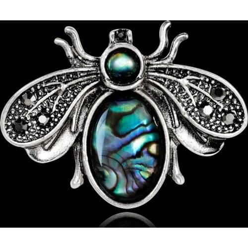 Fashion Honeybee Brooches Natutra Shell Inlaid Silver Color 25x34mm High Quality Shell Accessories with Chest Flower Accessories