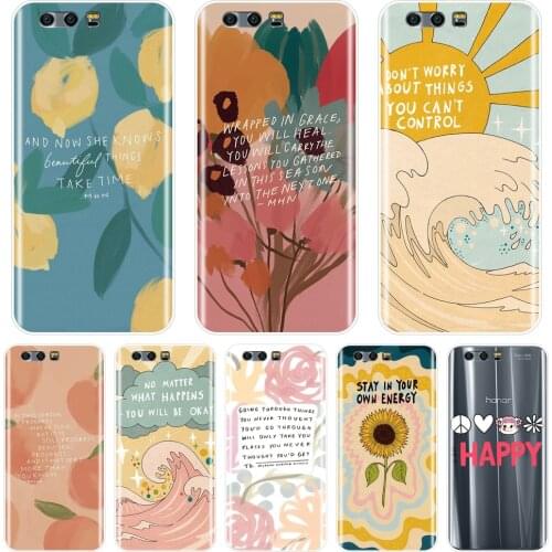 Aesthetic Flower Phone Case Silicone For Huawei Honor 7 8 9 10 Lite Back Cover For Huawei Honor 8X MAX 10 9 8 7 7S 7X 7A 7C Pro