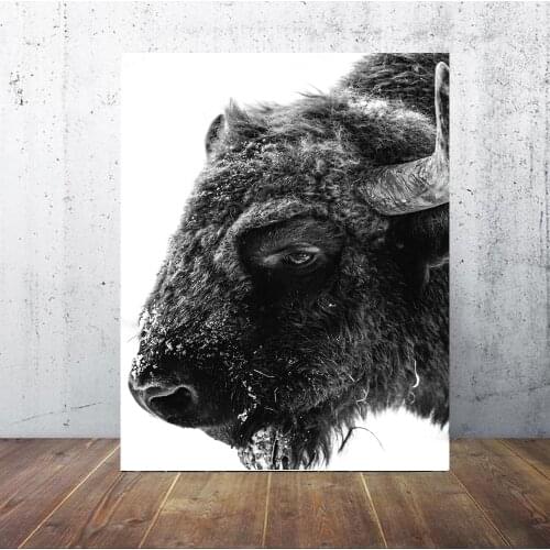 Black And White Wild Yak Mountain Wall Art canvas Poster Landscape Print Minimalist Nordic Decoration Painting Decorative Room