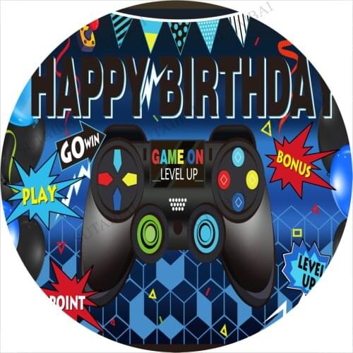 Baby Round Backgrounds for Photography Level Up Game on Gamepad Party Decor Banner Photographic Backdrop Photocall Photostudio