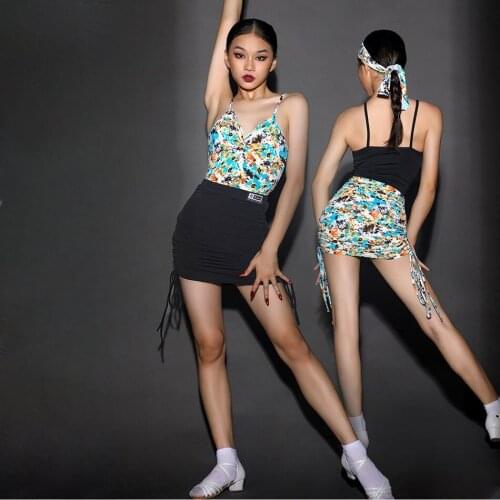 2021 New H6198 Kids Latin Dance Bodysuit Girl Backless Strip Tops and Skits Latin Dancing Cloth Belly Modern Dance Performance