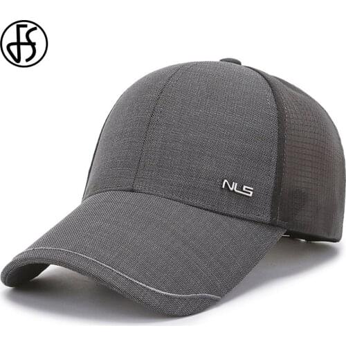 FS Summer All-match Baseball Cap Gray Long Brim Mature Men Hat Fashion Breathable Mesh Caps Sun Shade Dad Hat Gorras Hombre