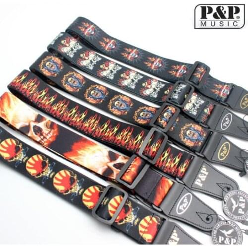 Skull Guitar Strap Electric Acoustic Guitar Folk Guitar Bass Strap With Soft Belt PU Leather Ends