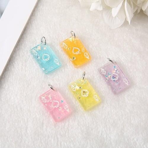 Hot Sale For DIY Decoration 10pcs Mixed 25*17mm Very Cute Glitter Flat Back Resin Cabochon Poker