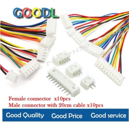 10Sets JST XH2.54 XH 2.54mm Wire Cable Connector 2/3/4/5/6/7/8/9/10 Pin Pitch Male Female Plug Socket 20cm Wire Length 26AWG