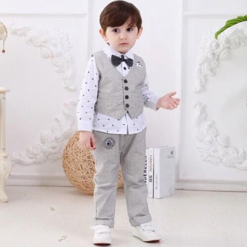 Formal baby boy clothesTops and Pant gentleman Suit Cotton Boys 3 Piece Suits Children 6 months to 4 Years Clothing Sets